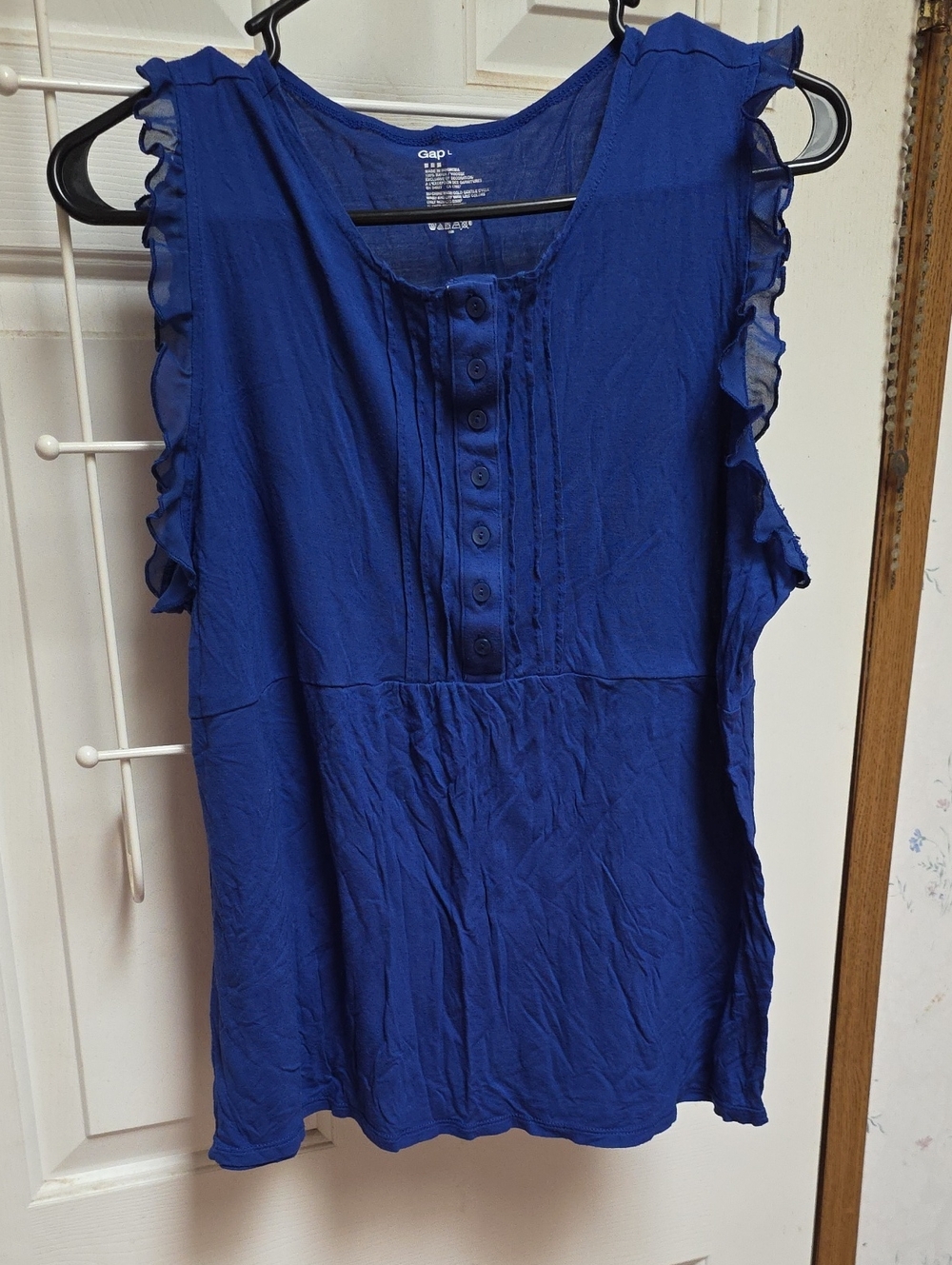 GAP Royal Blue Ruffle-Sleeve Button-Front Camisole